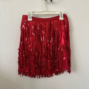 Amazon Red Sequin Mini Skirt